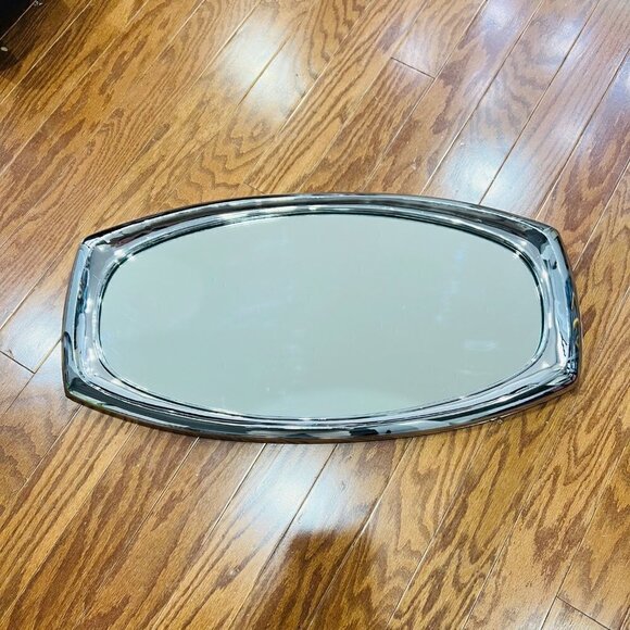 SPACE AGE CHROME MIRROR VINTAGE MID CENTURY HOLLYWOOD REGENCY OP ART EAMES ERA - Picture 1 of 7